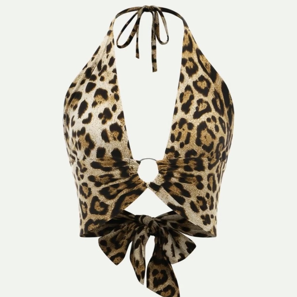 SHEIN leopard print ring crop top